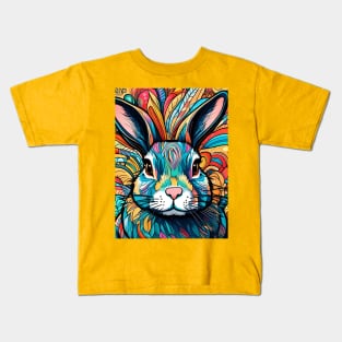 Rainbow Hare #002 Kids T-Shirt